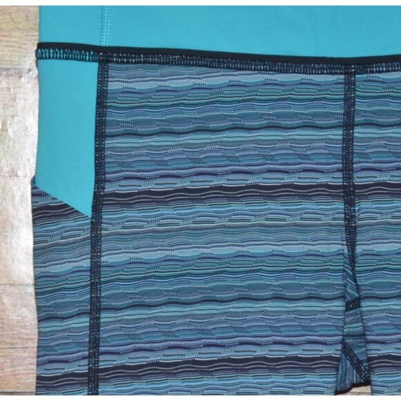 Lululemon Pace Rival Blue Space Dye Pull On Workout Athletic Crop Legging Size 6 - Picture 3 of 10